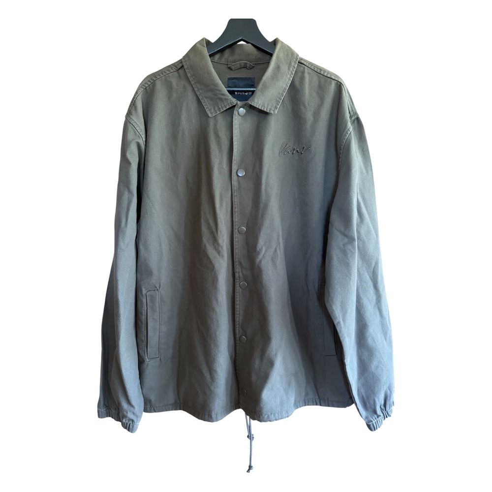 Vans Torrey Canvas Coach Jacket Mens XL Olive Snap Front Skate Streetwear NEW